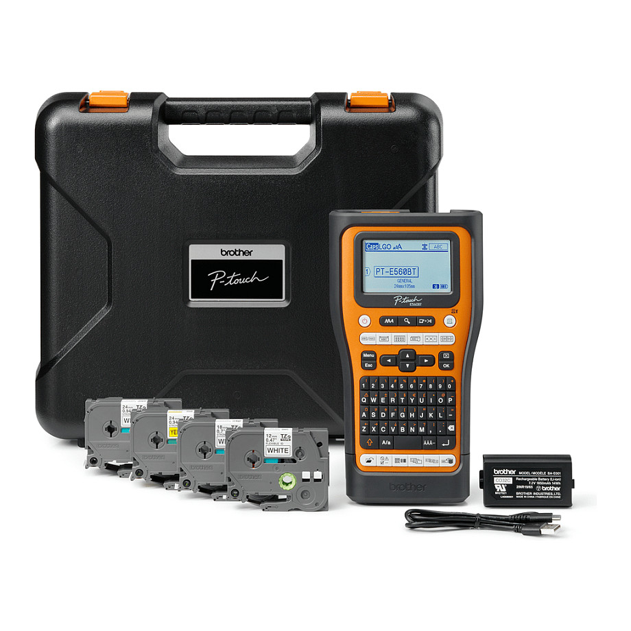 Printer Label Mobile Brother PT-E560BTSP / Për Etiketa / Termal / 180 DPI / 24mm / 30 mm/sec / USB + Bluetooth - Portokalli - 5