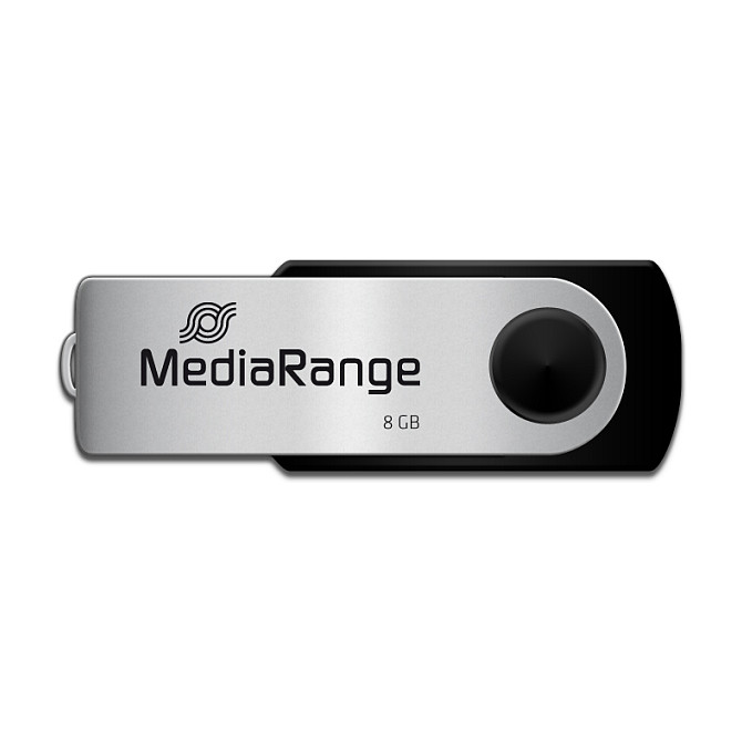 USB Flash Drive STICK 8GB USB 2.0 MediaRange swing Blister - e zezë dhe hiri - 2
