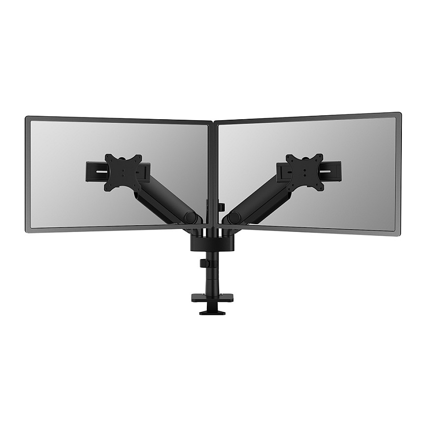 Mbajtëse për Monitor Neomounts / 2 Monitorë / 24"-34" / 11kg për Monitor / VESA 75x75-100x100 / Full Motion / Gas Spring / Tavolinë - Zezë