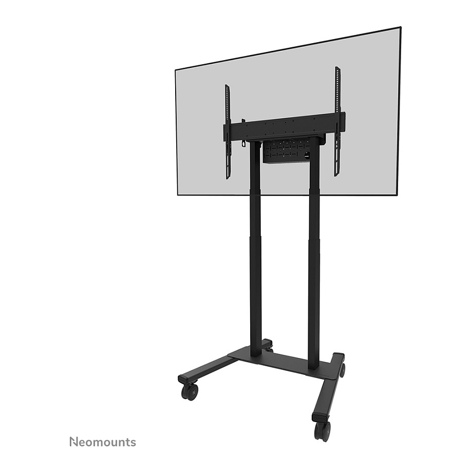 Mbajtëse për TV Neomounts / 55"-100" / 110kg / VESA 100x100-800x600 / Elektrike / Me Rrota - Zezë
