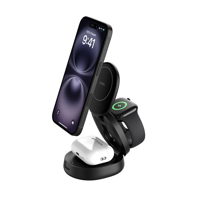 Karikues Pa Kabllo Belkin BoostCharge WIZ034KQBK / 3 në 1 / Qi2 15W / MagSafe / USB-C - Zezë