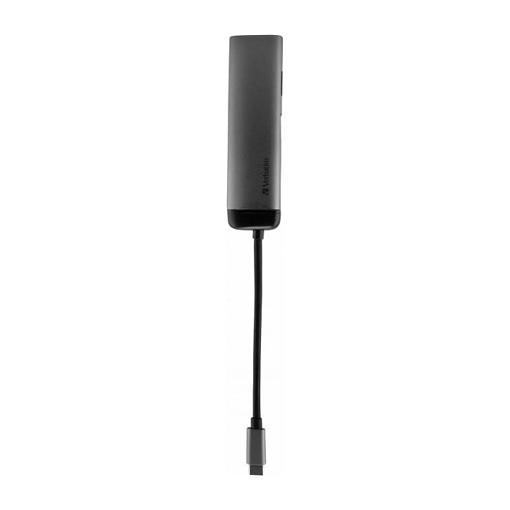 Hub USB-C Verbatim 49140, 2x USB 3.0, HDMI 4K, Power Delivery 100 W - Argjendtë