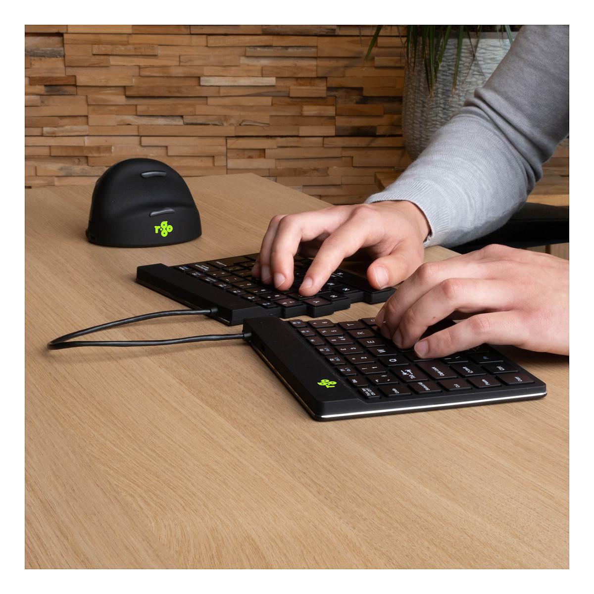 Tastierë pa kabllo R-Go Tools R-Go Split Break / QWERTZ (DE) / Mini / Ergonomike / Scissor / Bluetooth 5.0 / 2.4 GHz / 2 Pjesë – Zezë - 8