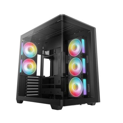 Kasë DeepCool CG590U 5F / Mid-Tower ATX / Xham Panoramik i Lakuar / 5x120mm ARGB / USB Type-C – Zezë