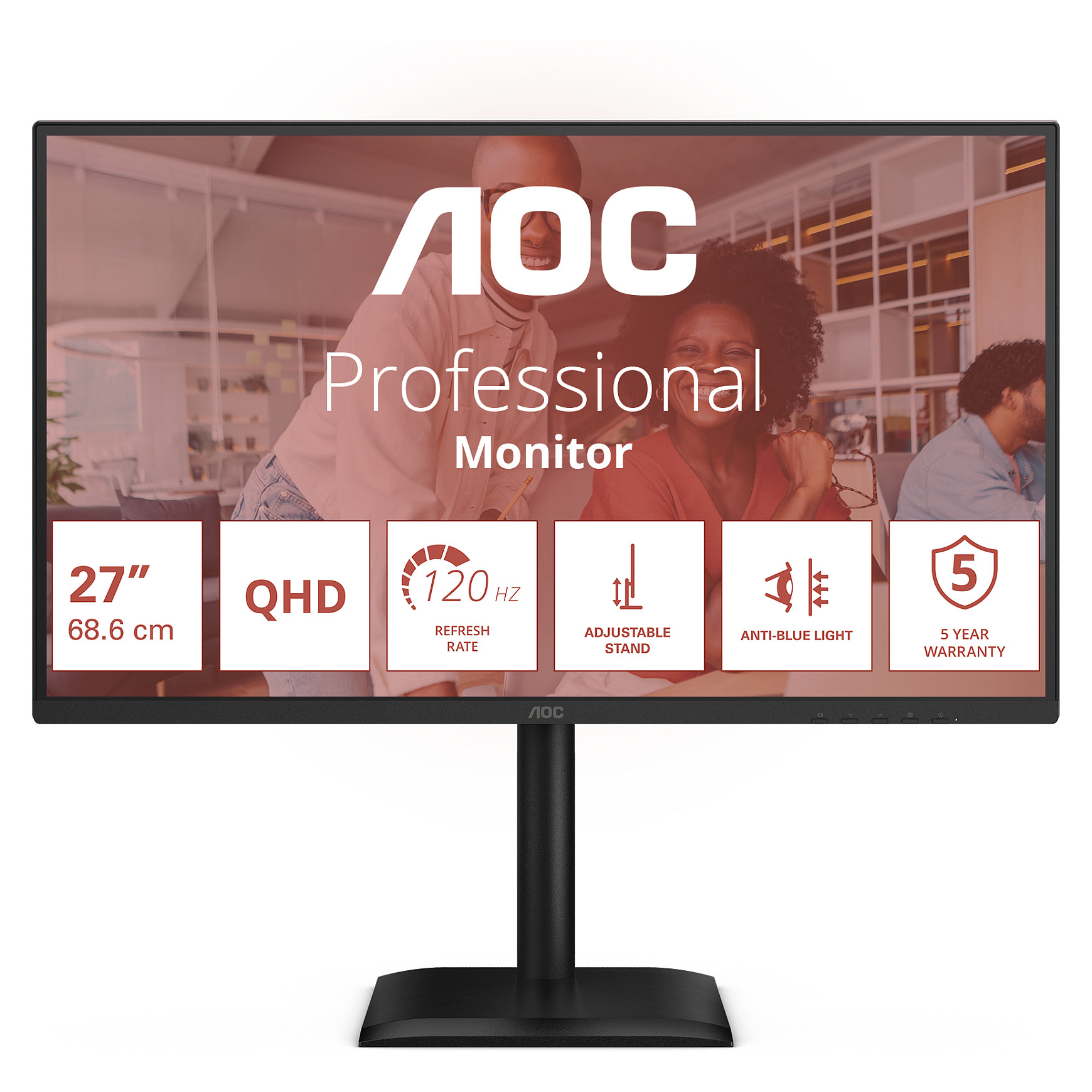 Monitor AOC Q27E4U / 27" / Quad HD IPS / LED / 120 Hz / 4 ms / HDMI+USB+DP - Zezë - 1