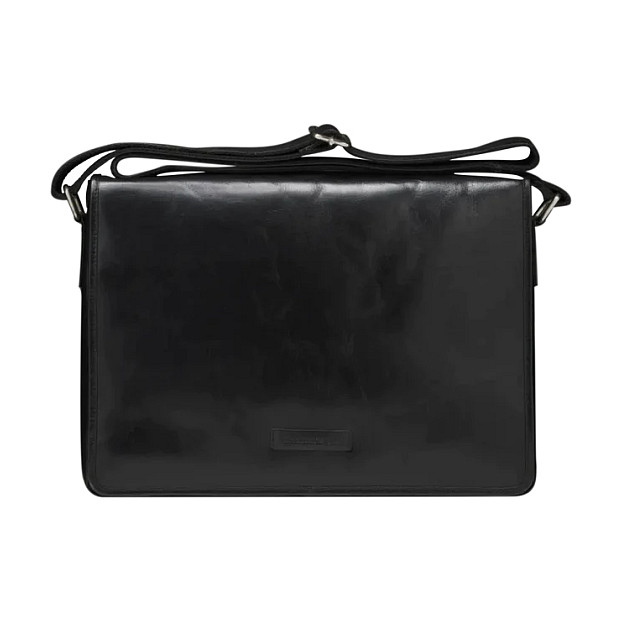 Çantë për laptop dbramante1928 Marselisborg / Messenger / 14" / Full-Grain Leather / 2 Compartments / Adjustable Shoulder Strap / Magnetic Closure / Zip Pocket - Zezë