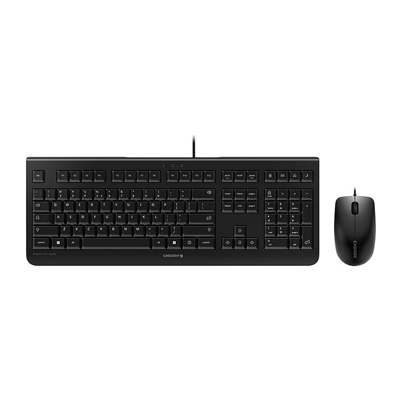 Set tastierë dhe maus me kabllo CHERRY DC 2000 / USB / QWERTY US / 1200 DPI / 3 butona  - Zezë