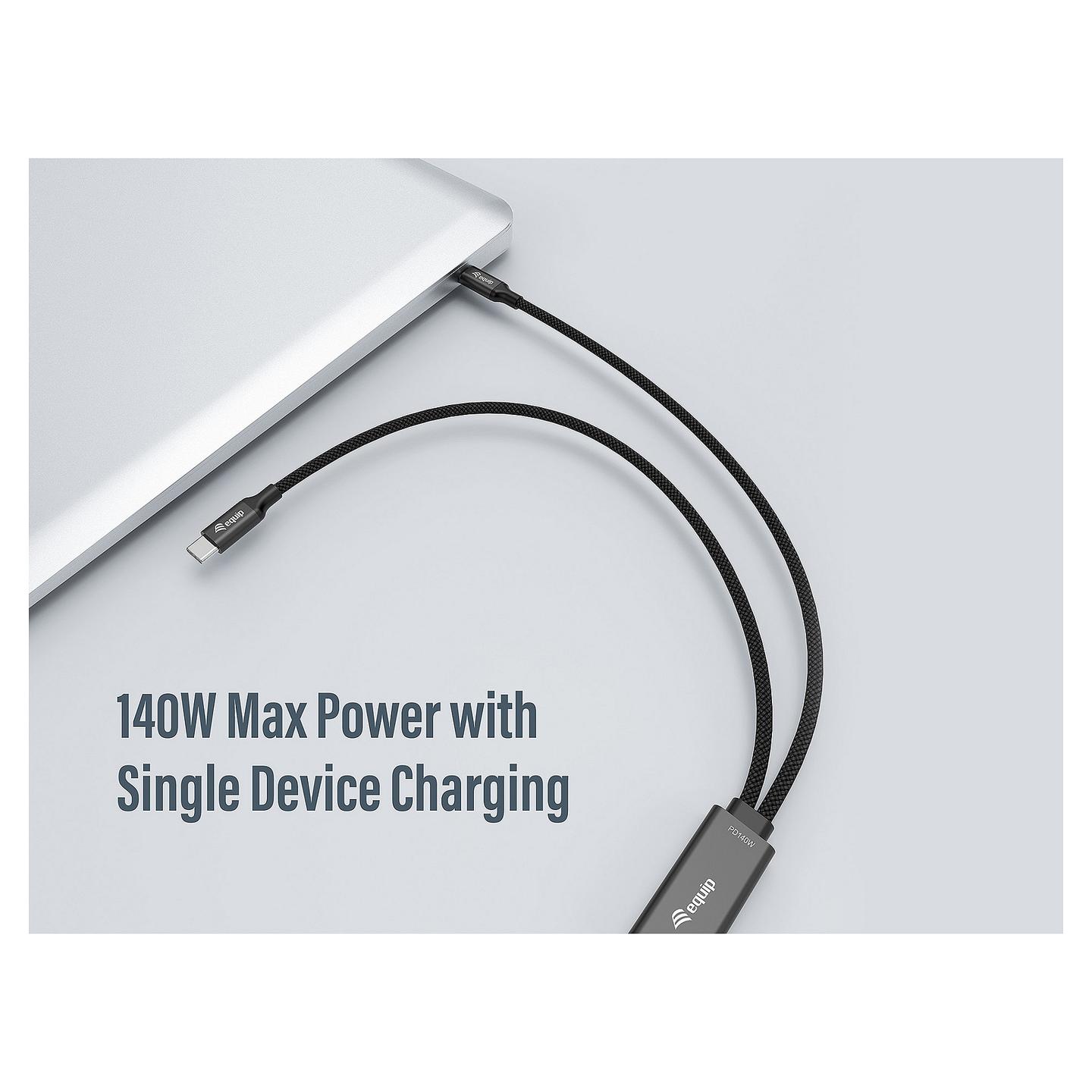 Kabllo USB Equip 128895 / USB-C në 2x USB-C / USB 2.0 / 480 Mbit/s / PD 140W / 1.5m - Zezë - 8