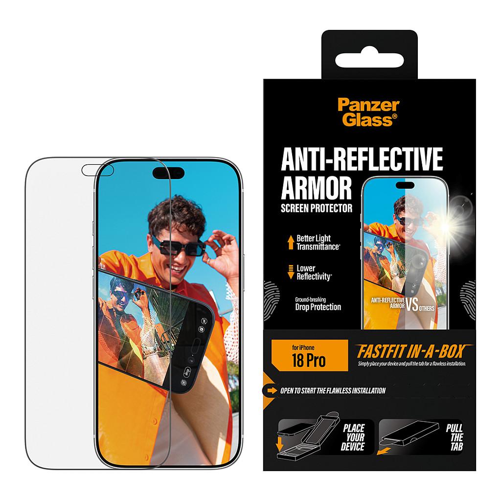 Mbrojtëse Ekrani PanzerGlass Anti-reflective Armor për iPhone 18 Pro, Xham i Temperuar, Anti-Reflektues, Ultra-Wide Fit, FASTFIT IN-A-BOX - Transparente - 2