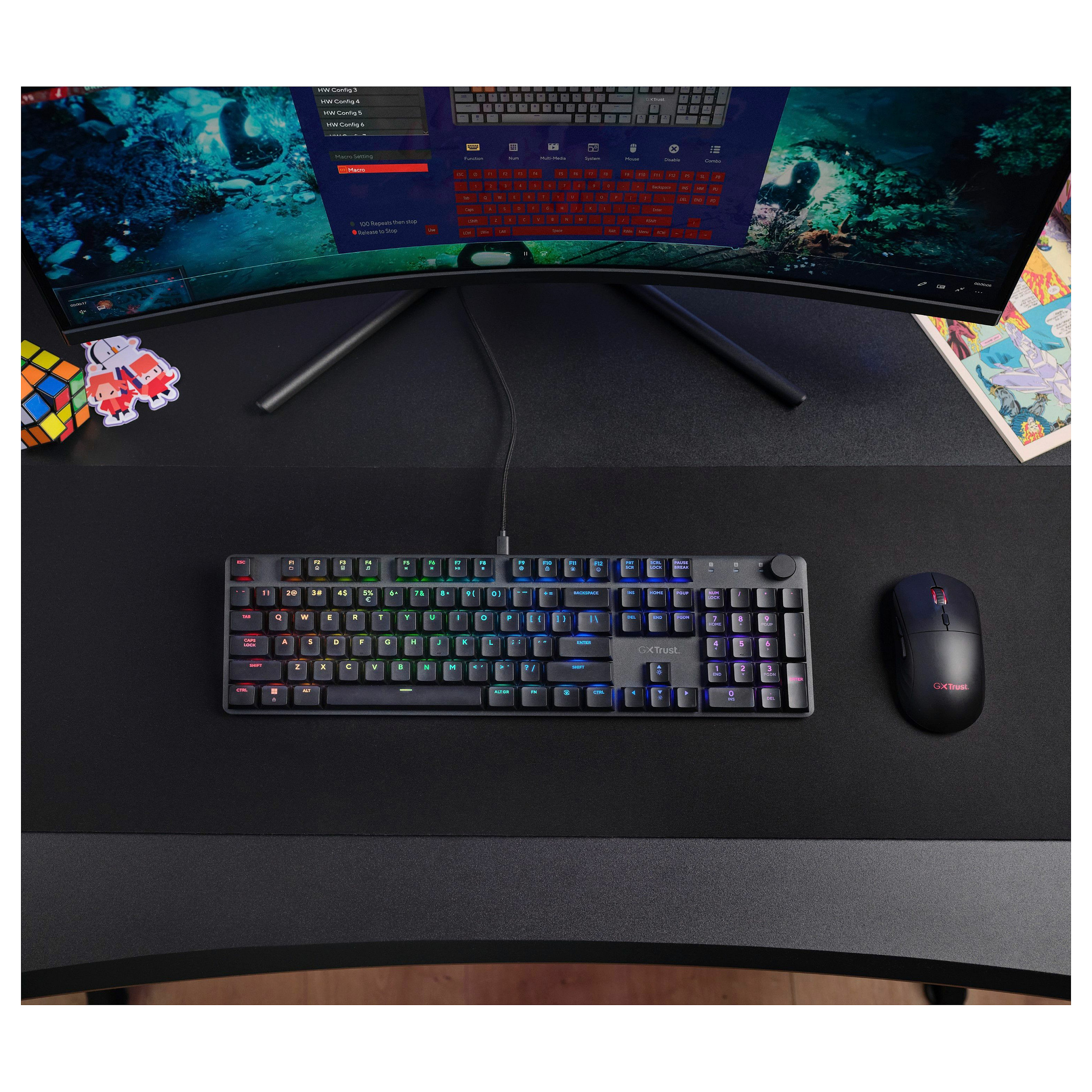 Tastierë Gaming Trust GXT 866 Torix / Wired / Mechanical Switch LED / QWERTZ / German Language - Zezë - 9