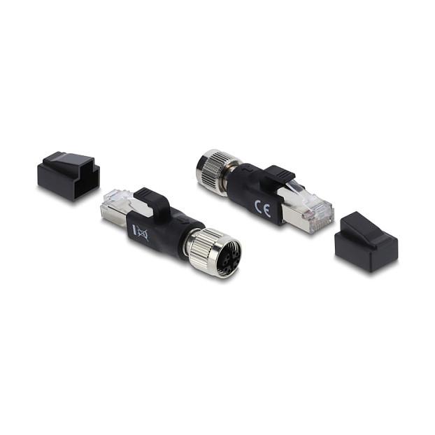 Adapter për Rrjet DeLOCK 90834, M12 X-Koduar 8-Pin Femër në RJ-45 Mashkull, Cat.6, IP67 – Zezë - 2