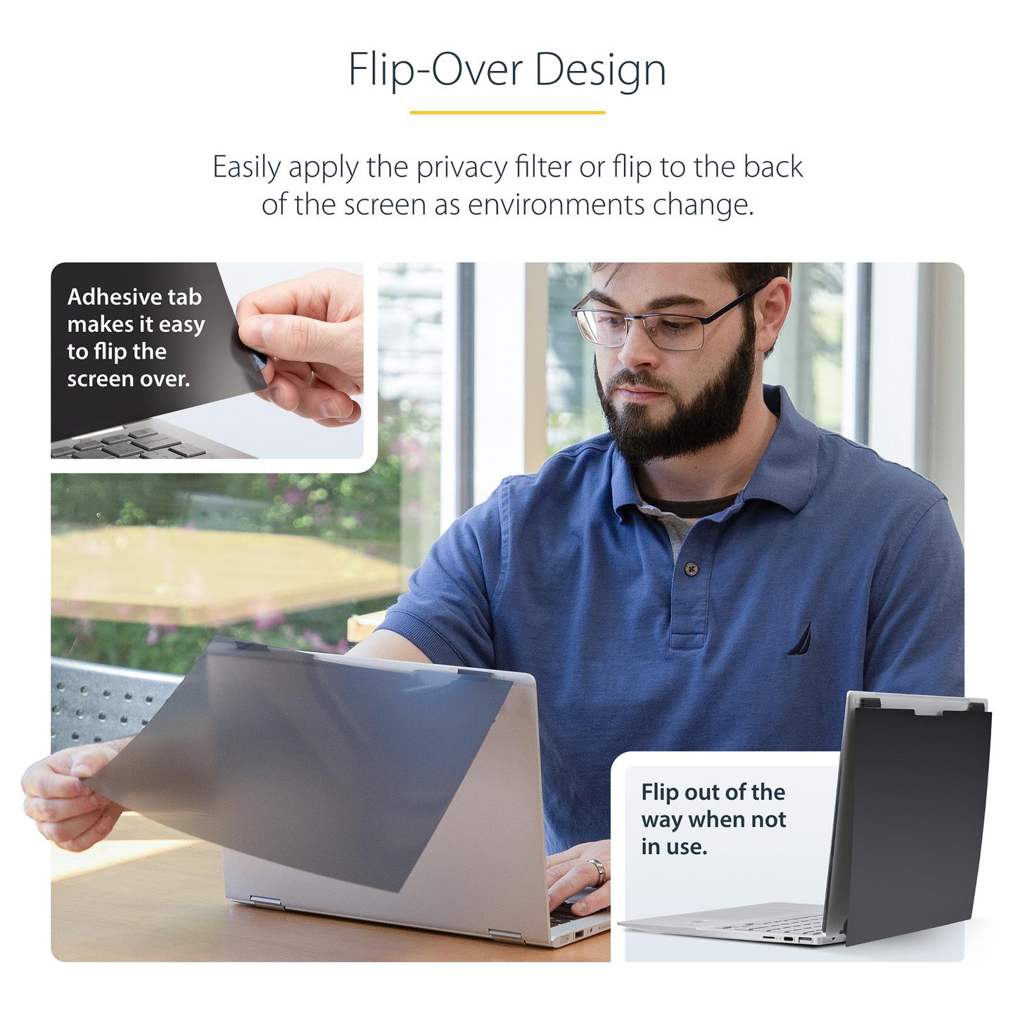 Filtër Privatësie StarTech.com 14LT-PRIVACY-SCREEN, 14", 16:9, Flip-Over, Touch, ±30°, Anti-Glare - Zezë - 12