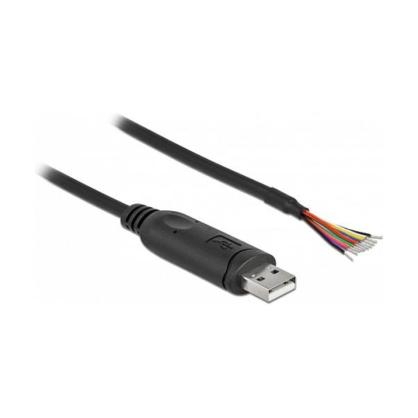 Kabllo USB DeLOCK 90415, USB-A në RS-232, 0.5m, USB 2.0, 230.4Kbps - Zezë - 1