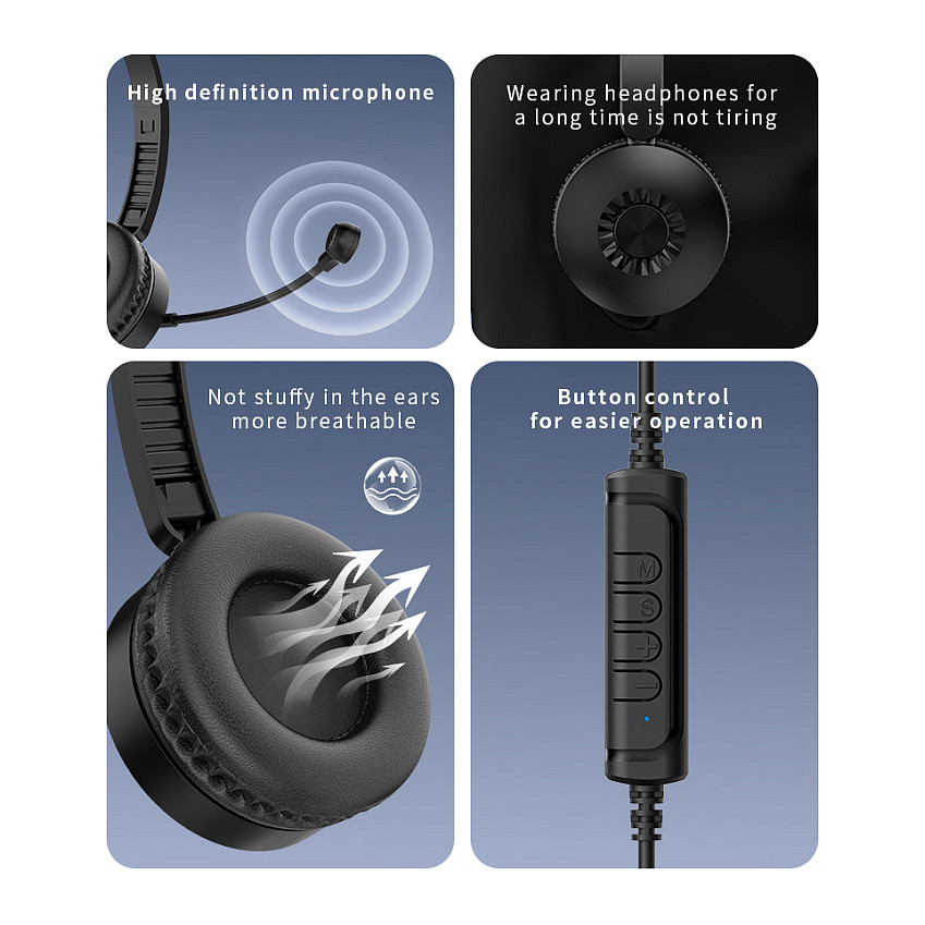 Kufje me kabllo Equip Stereo Wired Headset with Microphone / USB-A 2.00m - Zezë - 9