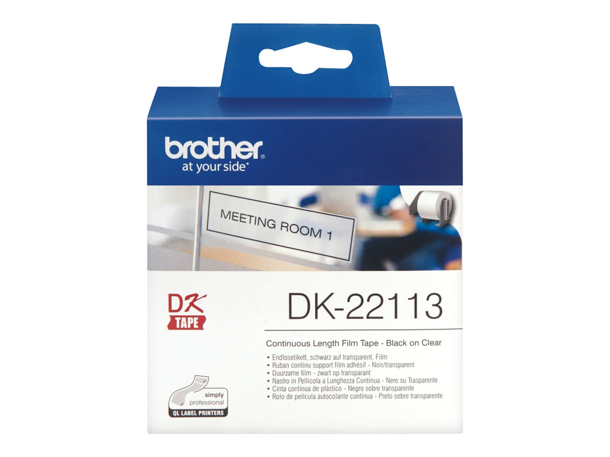 Shirit për Printer 3D Brother Label DK-22113 / DK22113 - Zezë mbi Transparente 