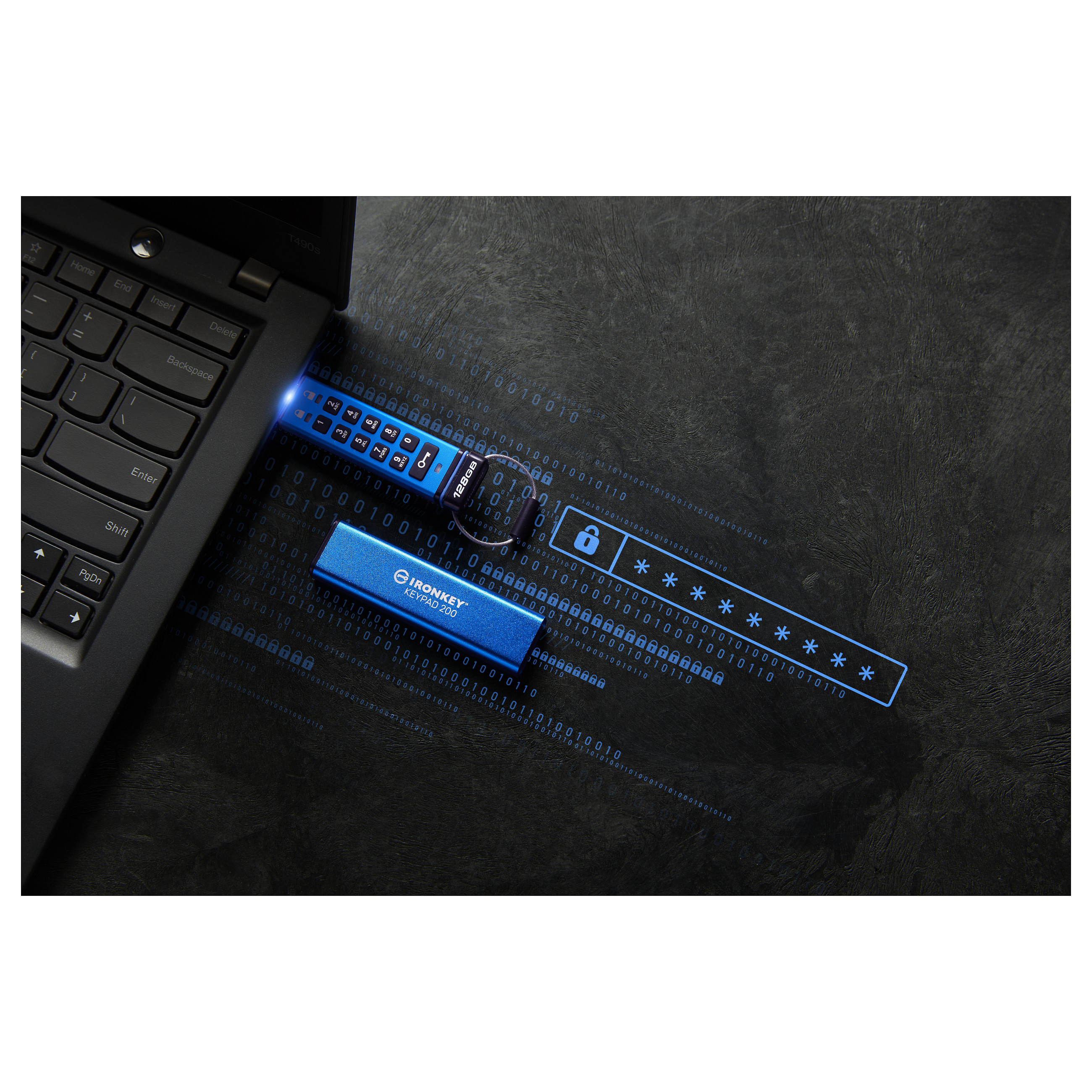 USB Flash Drive / Kingston / IronKey Keypad 200 / 128GB / Blu - 6