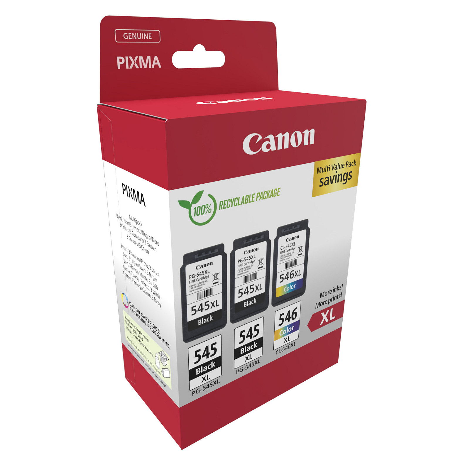 INK / Canon / PG-545XL/CL-546XL / 8283B013 / 3er Multipack – 2x Zezë-Blu-Rozë-Verdhë - 2