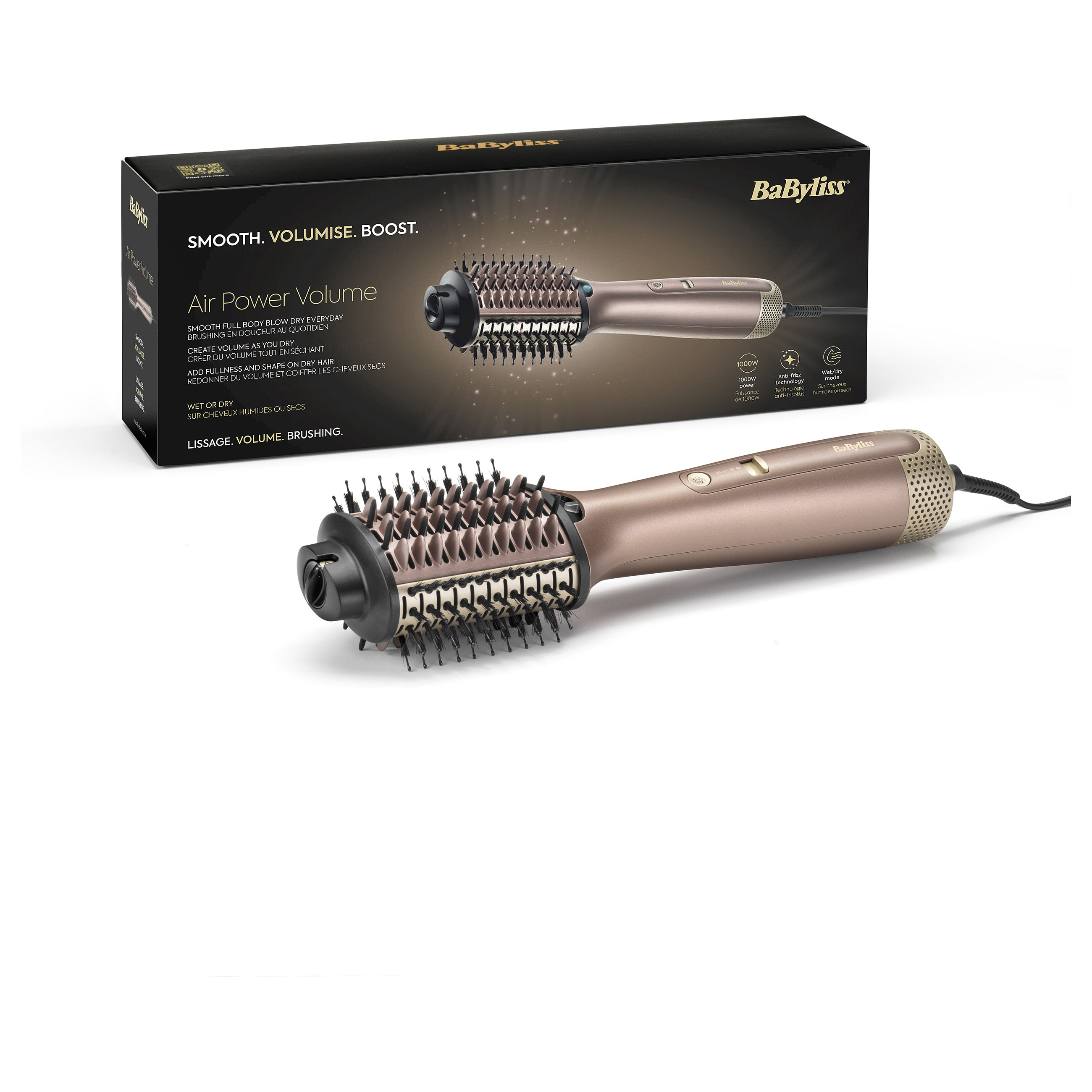 Stilues për flokë BaByliss Air Power Volume / 1000W / Ceramic / Ionic / Wet & Dry / Cool Shot / Auto Shut-Off 60 Min -Ari/Rozë - 3