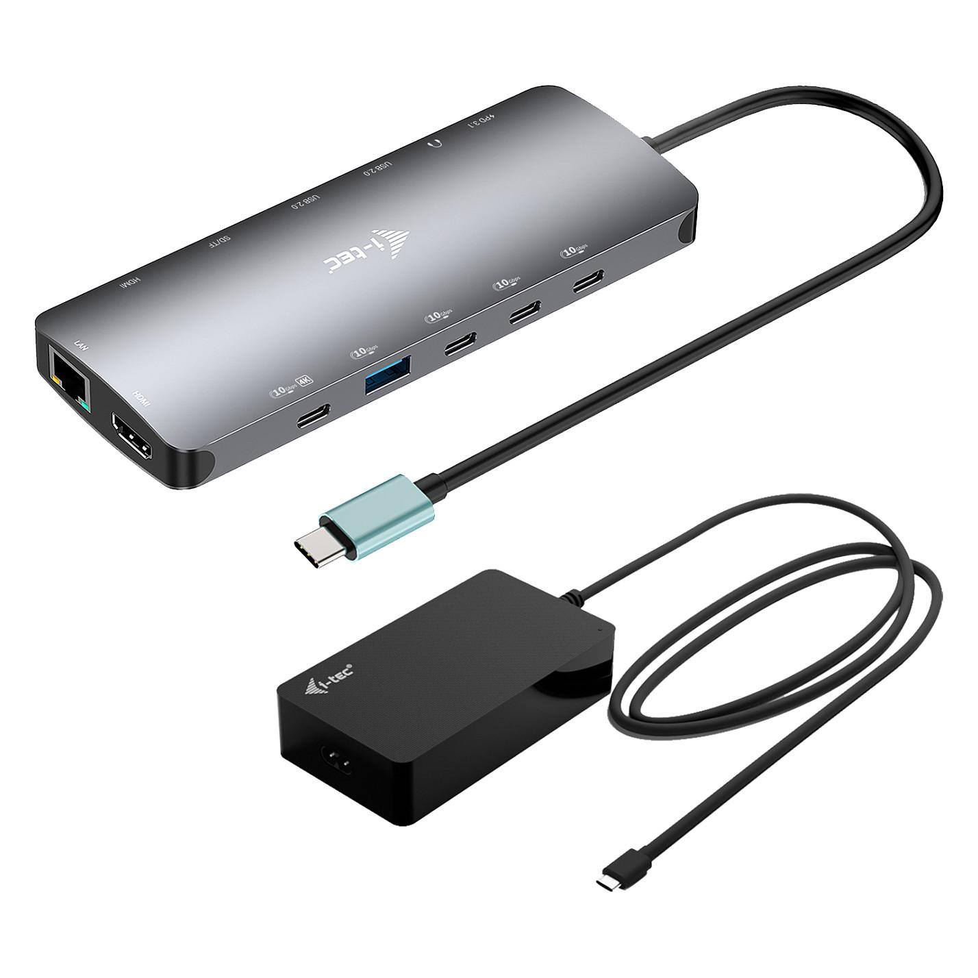 Docking Station i-tec C31NANOTRIPLED140, USB-C, 2x HDMI, Power Delivery 140W, USB, LAN, SD/microSD, Karikues 140W - Hiri