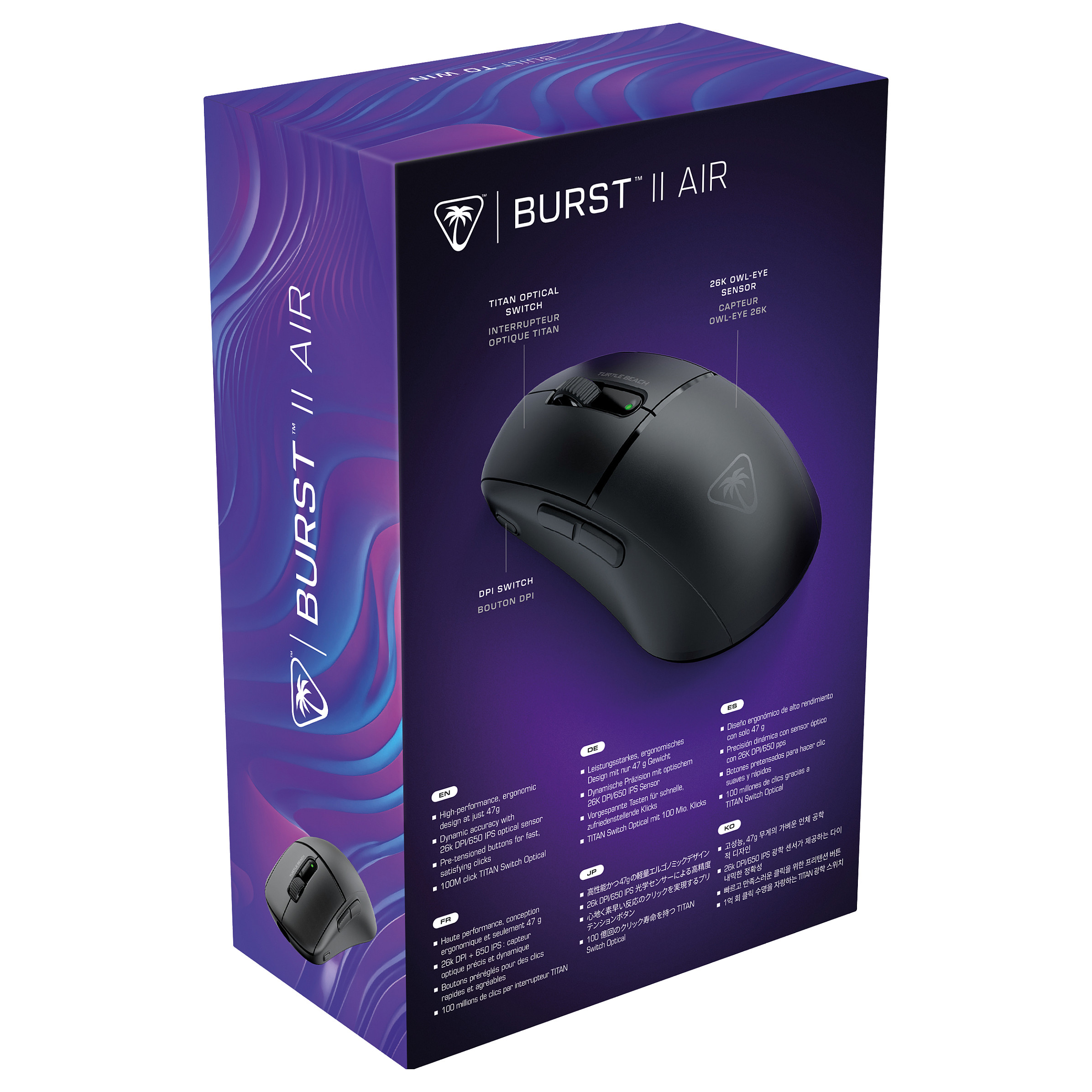 Maus Gaming Turtle Beach Burst II Air / Wireless / Owl-Eye 26K / 26.000 DPI / 1000Hz - Zezë - 10