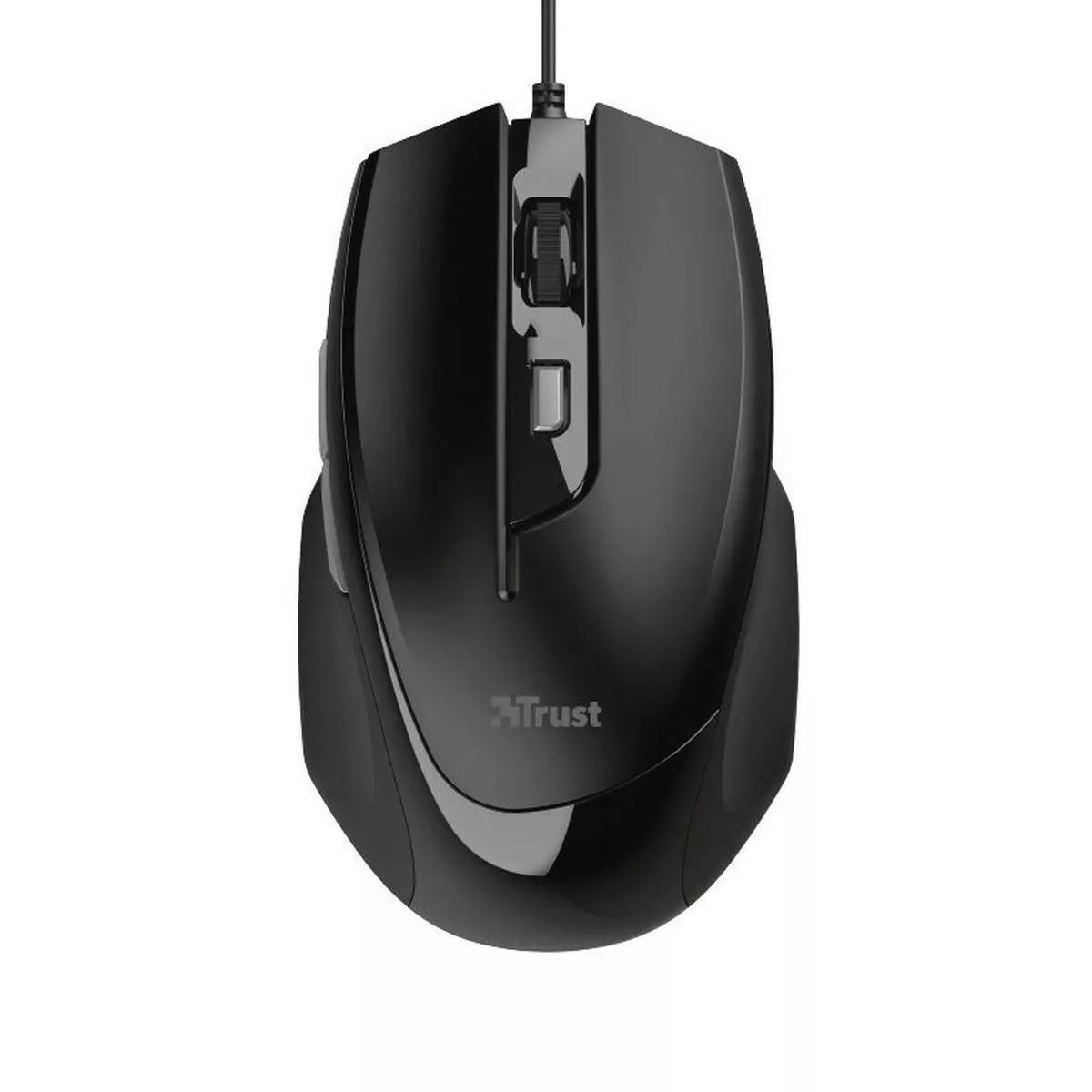 Maus me Kabllo Trust Voca Comfort, 2400DPI, 6 Butona, USB - Zezë - 1