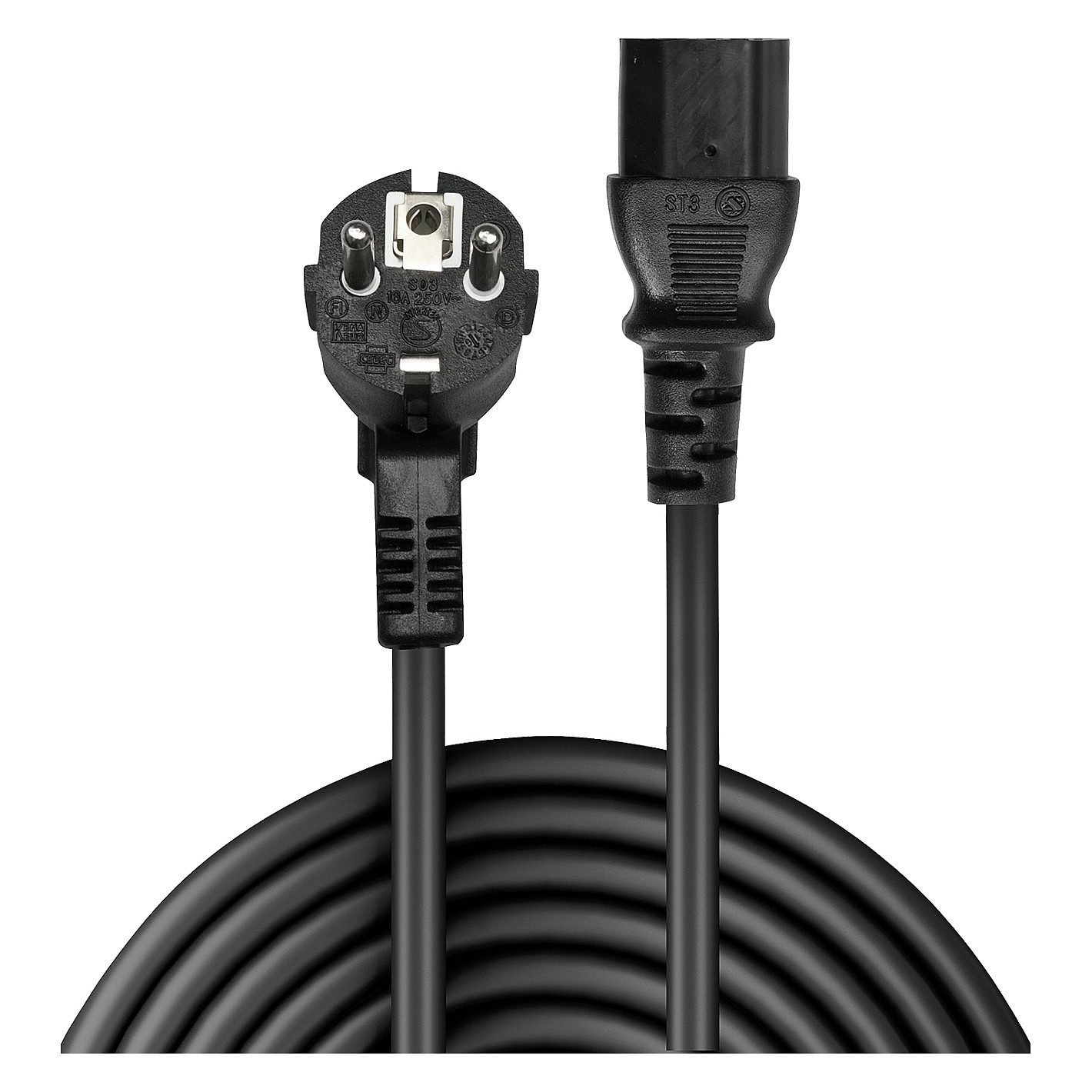 Kabllo për Furnizim me Energji IEC / LINDY Power Cable Angled Schuko Plug to IEC320 C13 / 3m – Zezë - 2