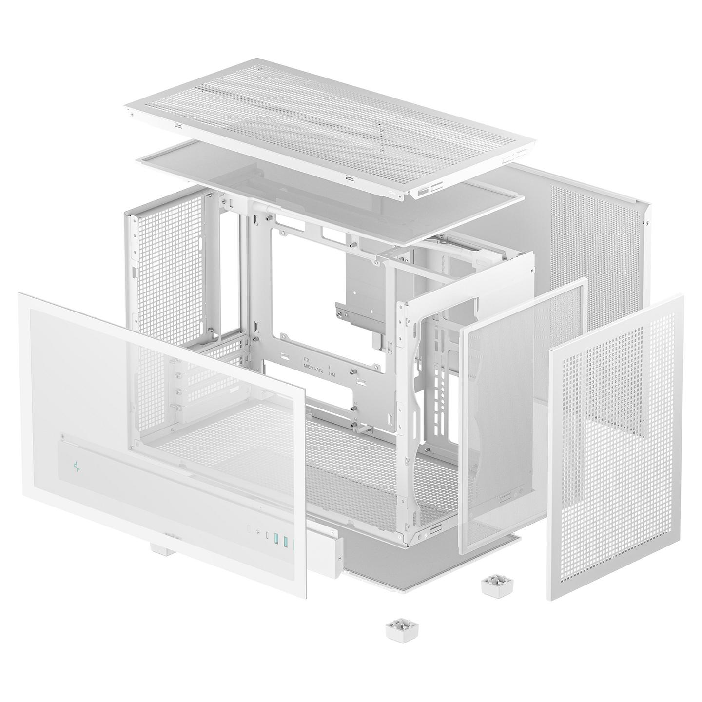 Kasë DeepCool CH260 WH, Mini Tower, Micro-ATX, Mini-ITX, xham i temperuar, mbështetje për radiator 360 mm, USB-C Gen 2, 2x USB 3.0 - Bardhë - 10