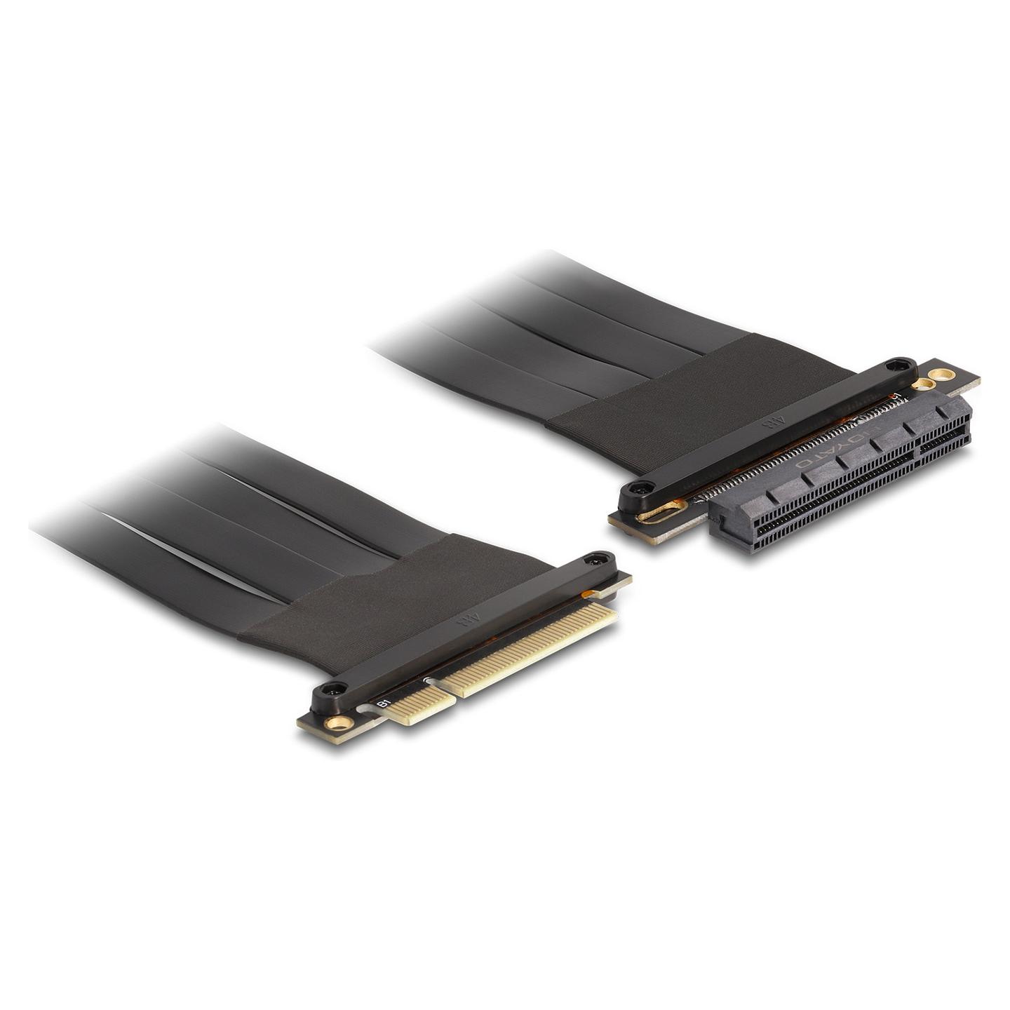 Kartë Riser Delock 88030, PCI Express 3.0 x8 në x8, Kabllo 60cm - Zezë - 1