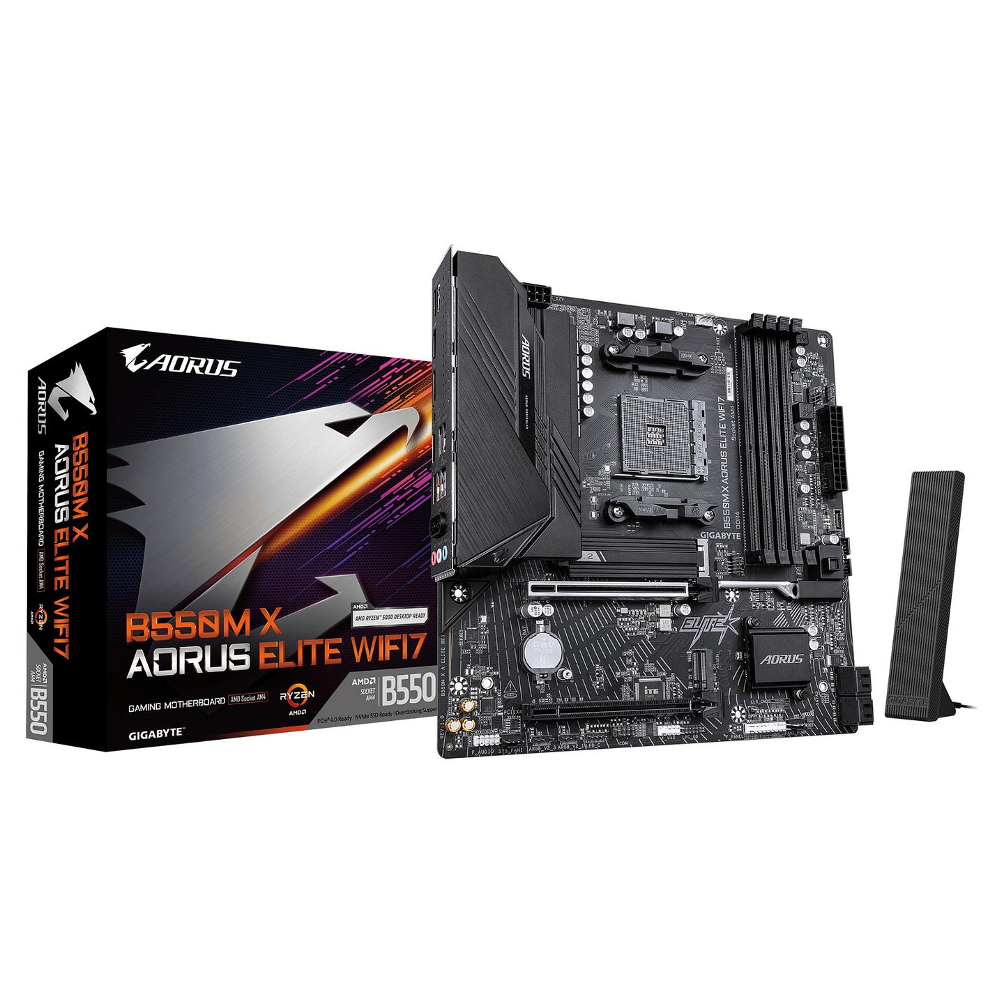 Pllakë Amë Gigabyte B550M X AORUS ELITE WIFI7 / AMD AM4 / DDR4 / Micro-ATX / Wi-Fi 7