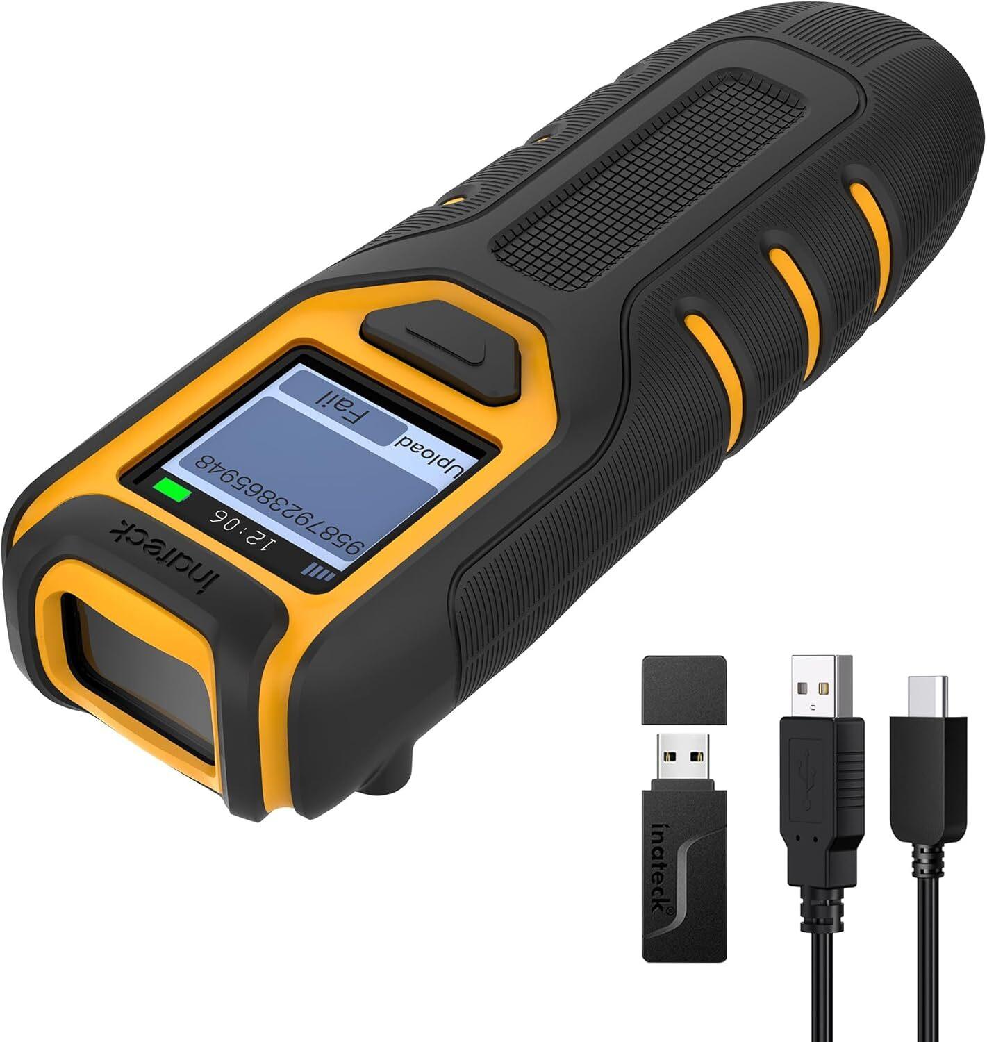 Skaner Dore Inateck BCST-47, 1D/2D, Bluetooth 5.0, 2.4GHz, USB, Ekran 1.4", 2600mAh - Zezë/Verdhë