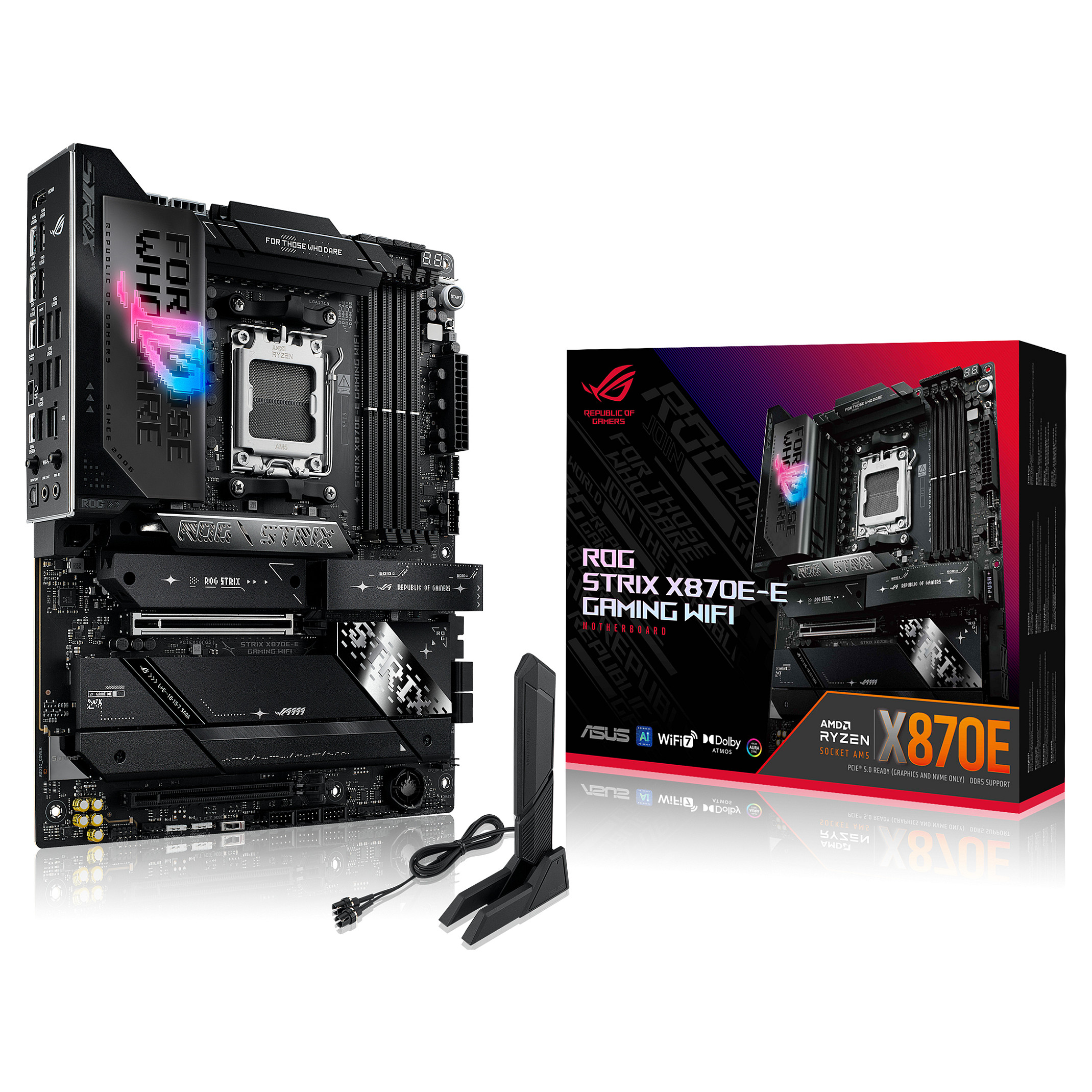 Pllakë Amë ASUS ROG STRIX X870E-E GAMING WIFI / AMD AM5 / X870E / DDR5 / ATX / Wi-Fi 7 / 5GbE LAN