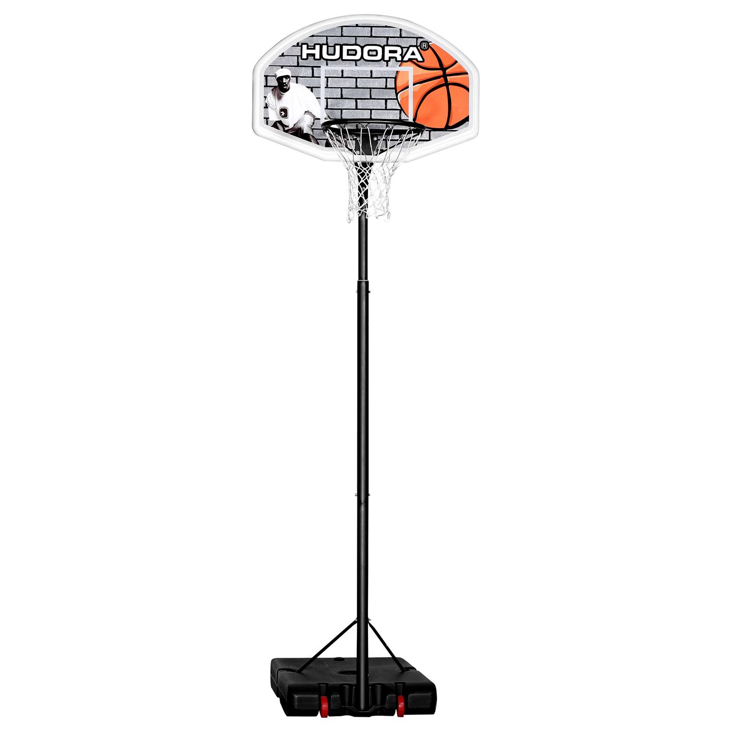Lodra HUDORA PRO XXL, Basketball Stand, 260-305 cm, 110 x 75 cm, 45 cm Hoop, Adjustable Height - Bardhë, Zezë