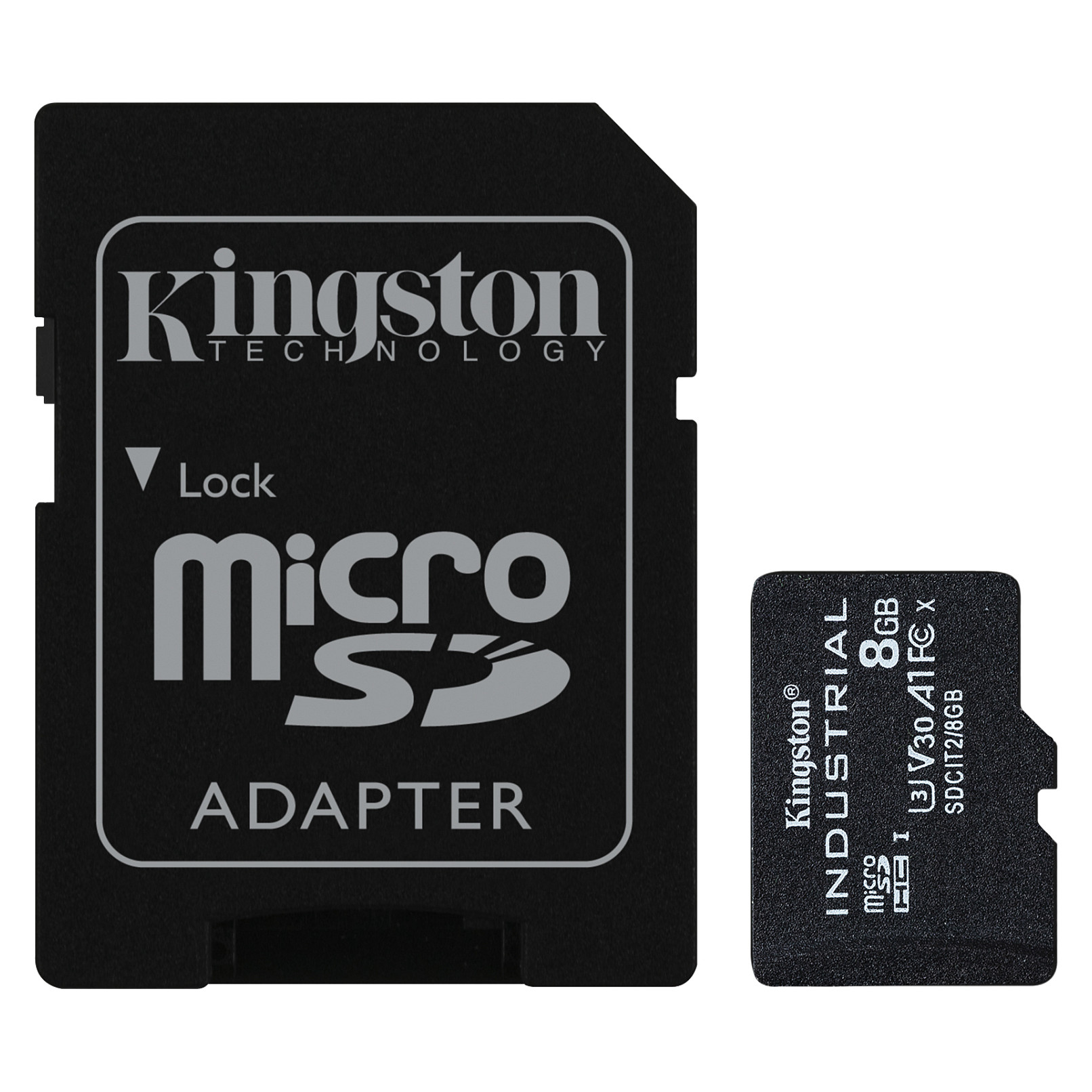 Kartë Memorie SD CARD 8GB Kingston Industrial MicroSDHC 100MB/s +Adapter - 1