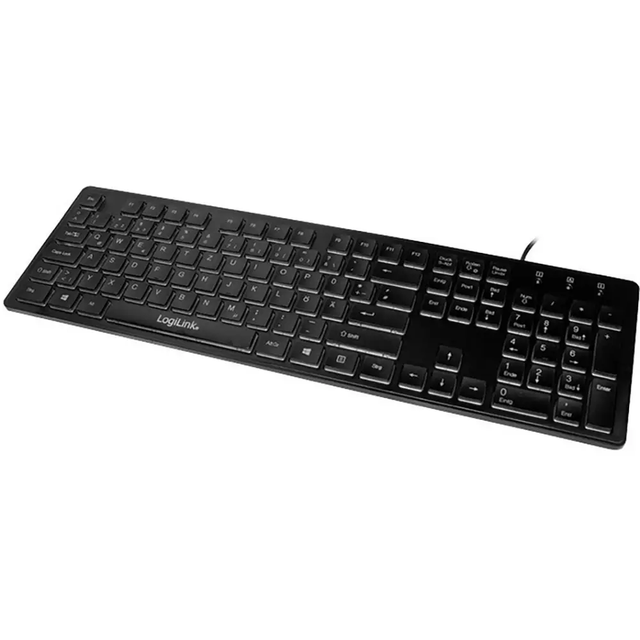 Tastierë Me kabllo LogiLink ID0184 / Membrane / 104 Taste / Rainbow LED / USB / QWERTZ - Zezë - 2