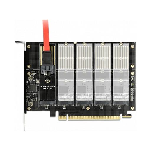 Kartë Zgjerimi PCI Express Delock 90435 / PCIe 3.0 x16 / 5x M.2 Key B / SATA 6Gbps / JMicron JMB585 / Low Profile - 4