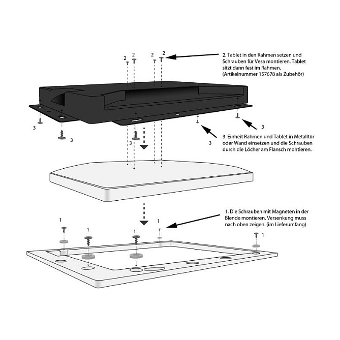 ALLNET 12 Inch Touch Display Tablet White Wide Bezel – Broad Mounting Frame Cover for Wall Installation - 4