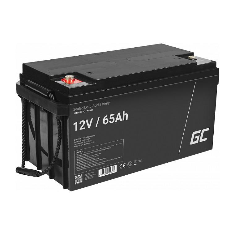 Bateri AGM Green Cell AGM28, 12 V, 65 Ah, VRLA, pa mirëmbajtje – Zezë
