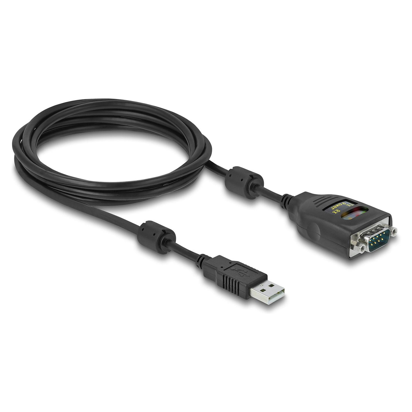 Adapter Serial DeLOCK 64154 / USB 2.0 Type-A Male në RS-232 D-Sub 9-pin Male / FTDI FT231XS / Izolim galvanik 2.5 kV / 2 m - Zezë - 2