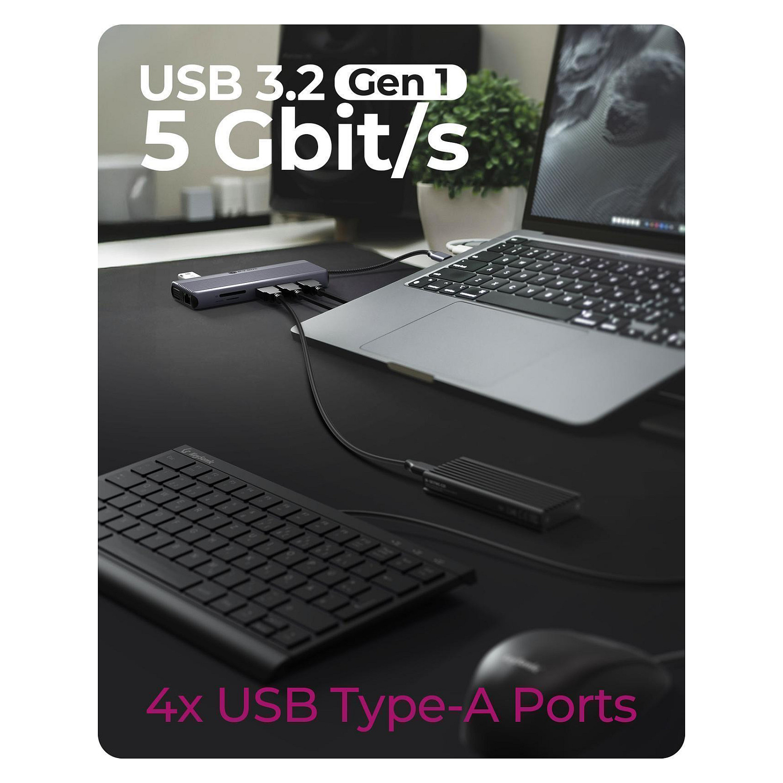 Docking Station ICY BOX IB‑DK4062‑CPD / 1xUSB‑C / 4xUSB-A / 2xHDMI / 1xVGA / LAN - Argjend - 5
