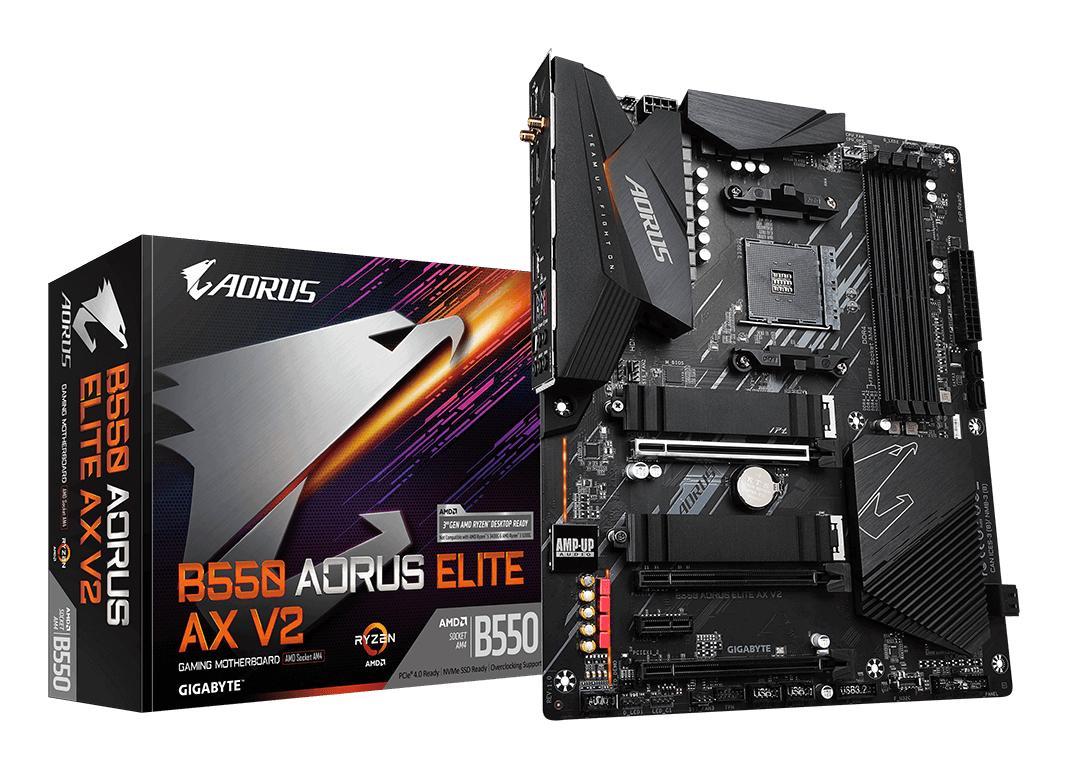 Pllakë Amë GIGABYTE B550 AORUS ELITE AX V2 / AMD B550 / AM4 / ATX / DDR4 / PCIe 4.0 / Wi-Fi 6E / 2.5GbE - 2