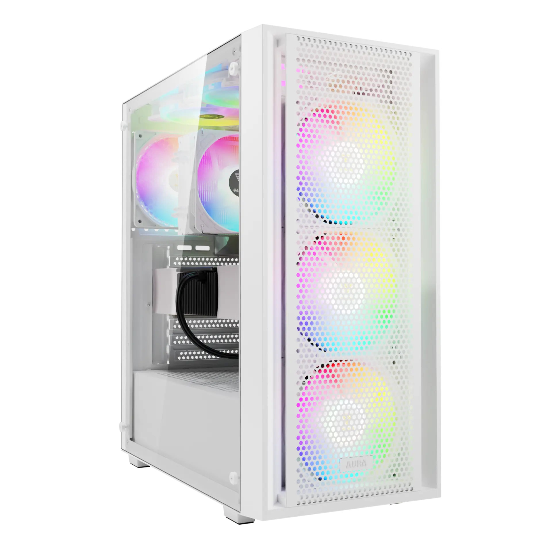 Kasë Gamdias AURA GC2 Elite WH ARGB / Midi Tower / ATX / 4x 120mm ARGB Fan / Tempered Glass - Bardh