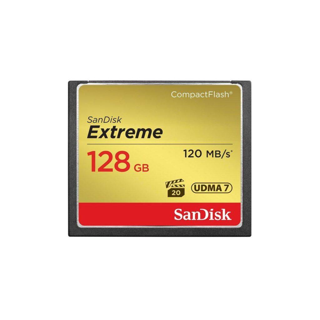 Kartë Memorie SanDisk Extreme CompactFlash, 128GB, 120MB/s, 85MB/s - Zezë - 1