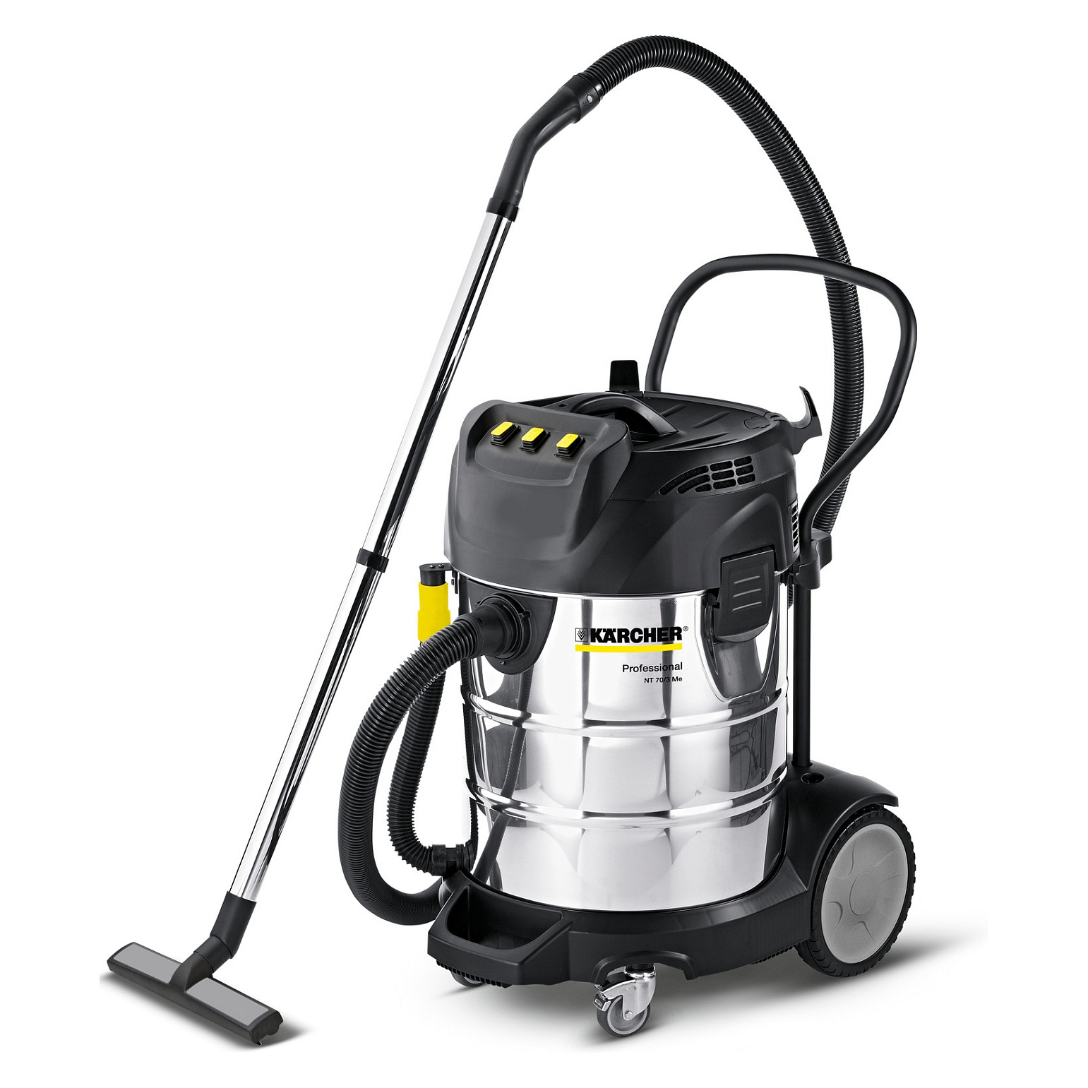 Fshesë me Vakum Kärcher NT 70/3 Me Tc / 3 Turbina / 3600W / 70L / 254mbar / Wet & Dry – Argjend/Zezë