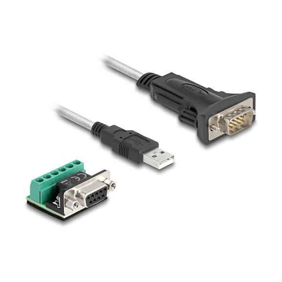 Kabllo USB DeLOCK 64268, USB-A në RS-422/485, 1m, USB 2.0, 921.6Kbps, 5V - Zezë/Transparente - 2