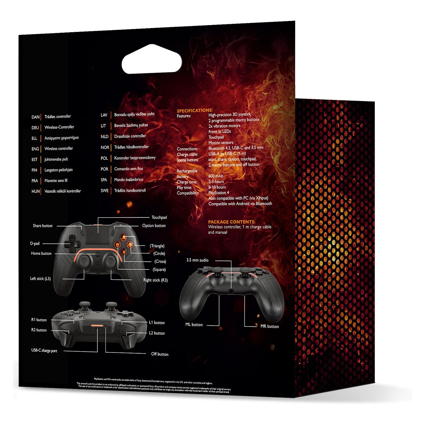 Kontroller Deltaco Gaming GAM-139 / Bluetooth 4.2 / USB-C / PS4 / PC / Android / iOS - Zezë - 4