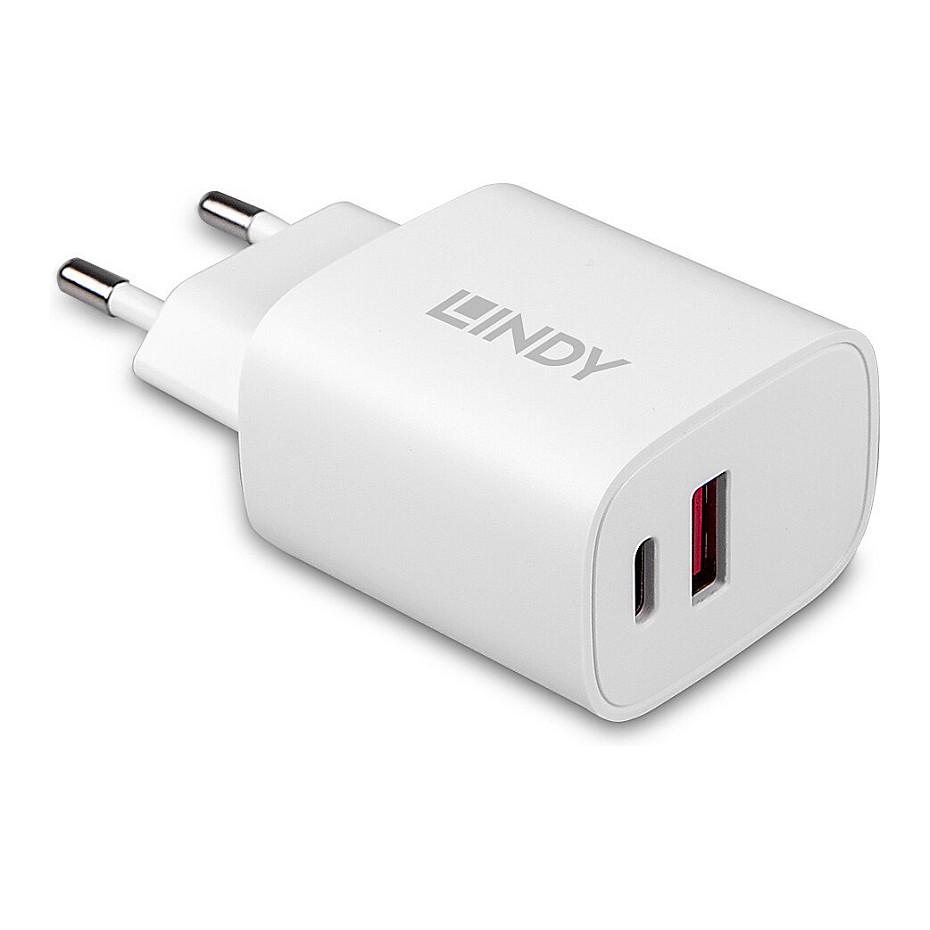 Adapter për telefon Lindy 73413 / USB-A / Fast Charging / 18W - Bardhë