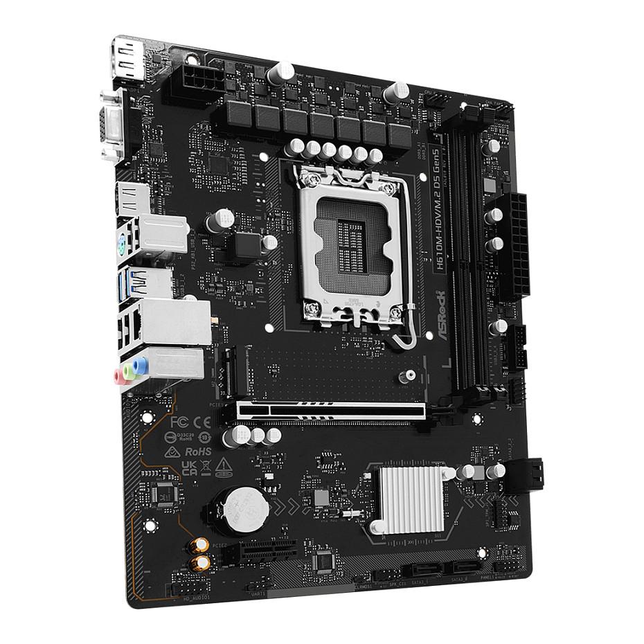 Pllakë Amë MB Intel ASRock H610M-HDV/M.2 D5 Gen5, LGA1700, H610, Micro ATX, DDR5, PCIe 5.0 - 3