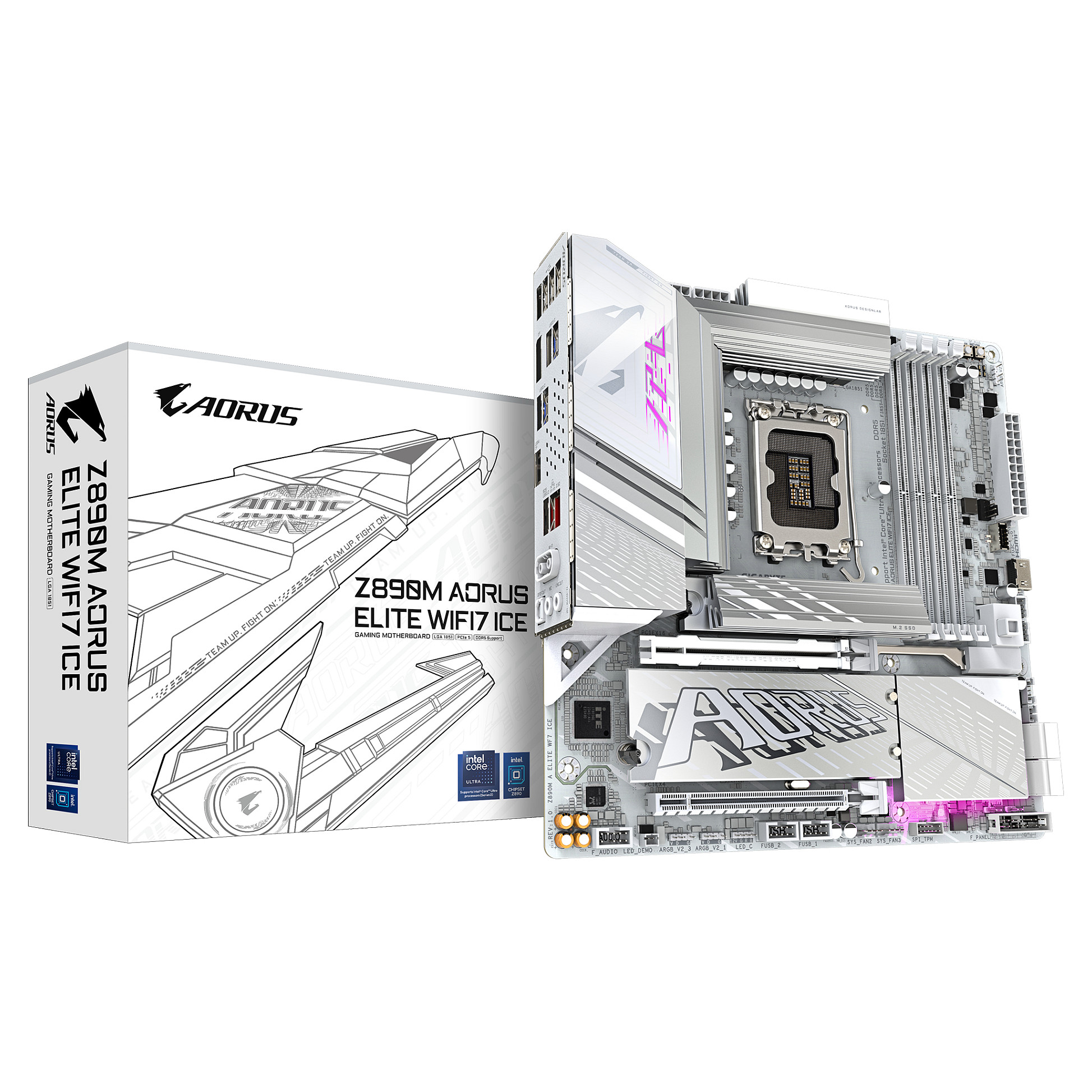 Pllakë Amë GIGABYTE Z890M AORUS ELITE WIFI7 ICE / Intel LGA1851 / Z890 / DDR5 / ATX / Wi-Fi 7 / 2.5GbE LAN