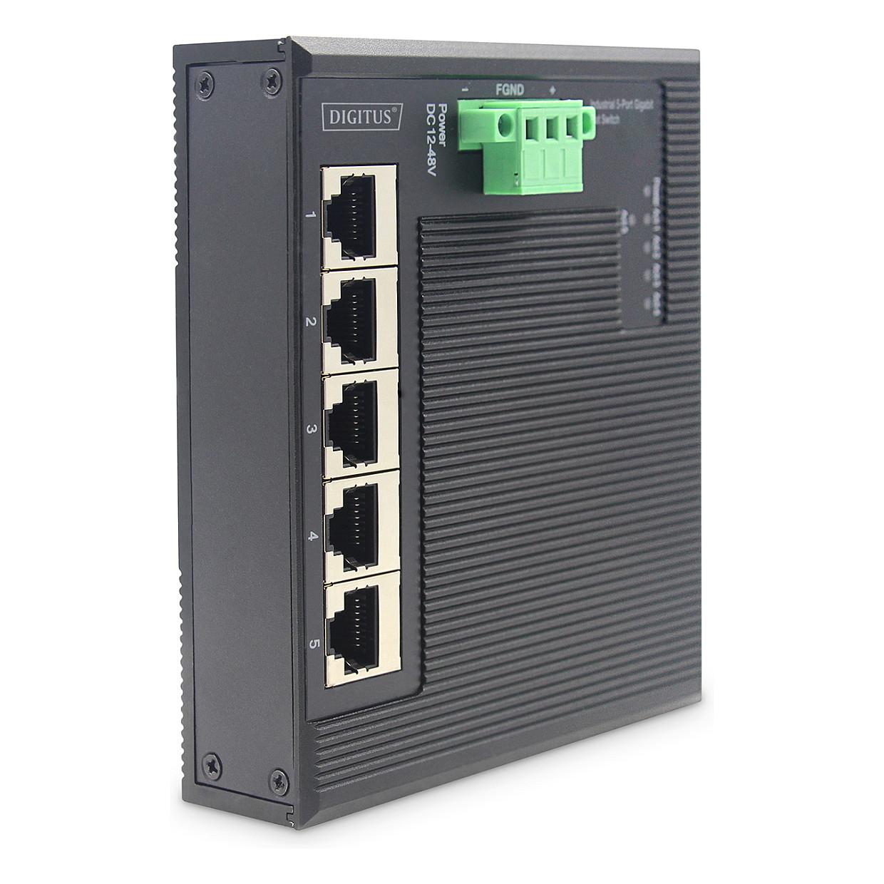 Switch Industrial DIGITUS DN-651126, 5x Gigabit Ethernet RJ45, 14Gbps, IP40, DIN-Rail - Zezë