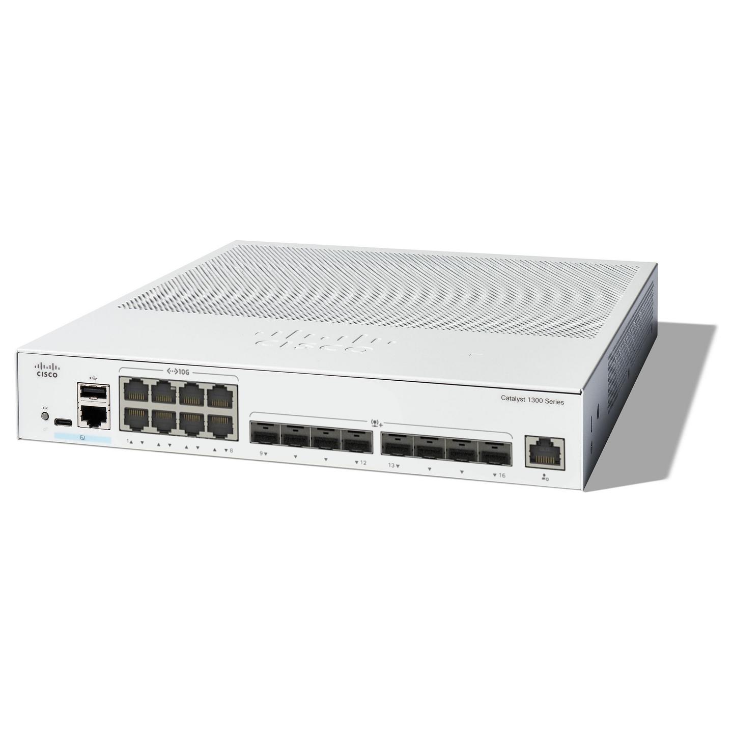 Switch Cisco Catalyst C1300-16XTS, 8x 10GbE RJ45, 8x 10GbE SFP+, Layer 3 Managed, Switching Capacity 320Gbps, Rackmount 1U - Hiri